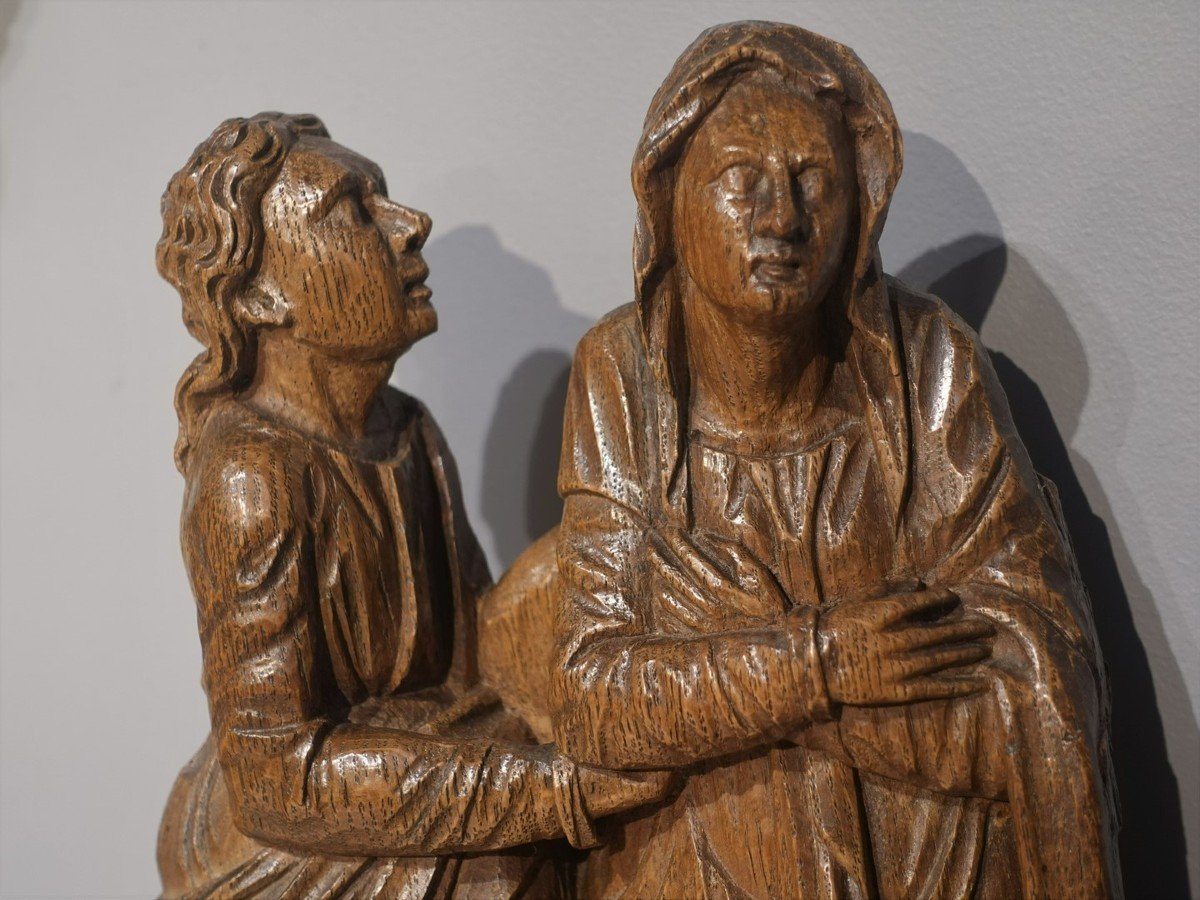 Saint Jean et Vierge de Calvaire en chêne – Flandres -  début XVI°-photo-4
