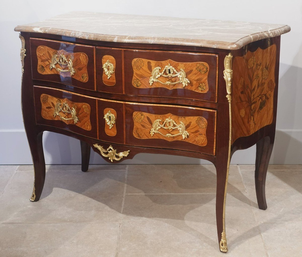 18th Century Marquetry Chest Of Drawers-photo-2