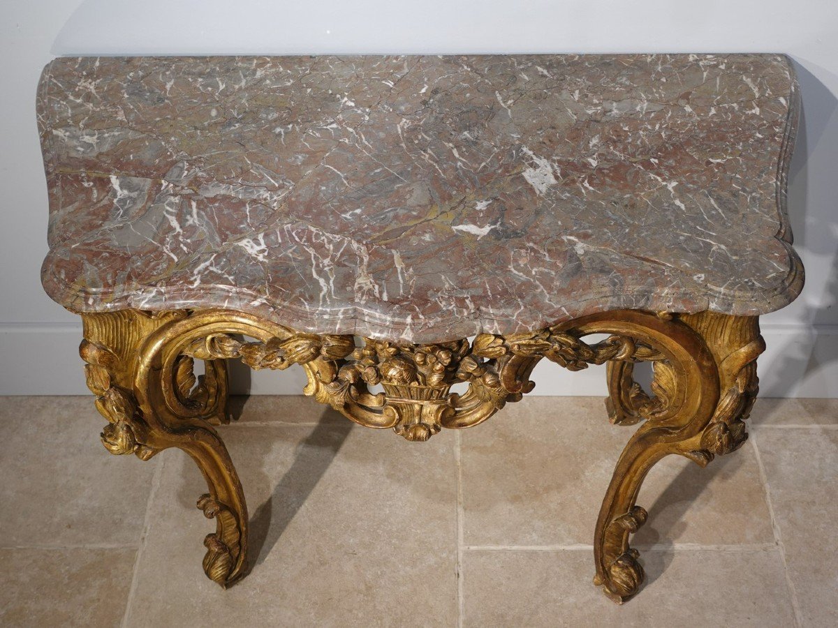 Louis XV Console In Gilded Wood From The 18th Century-photo-3