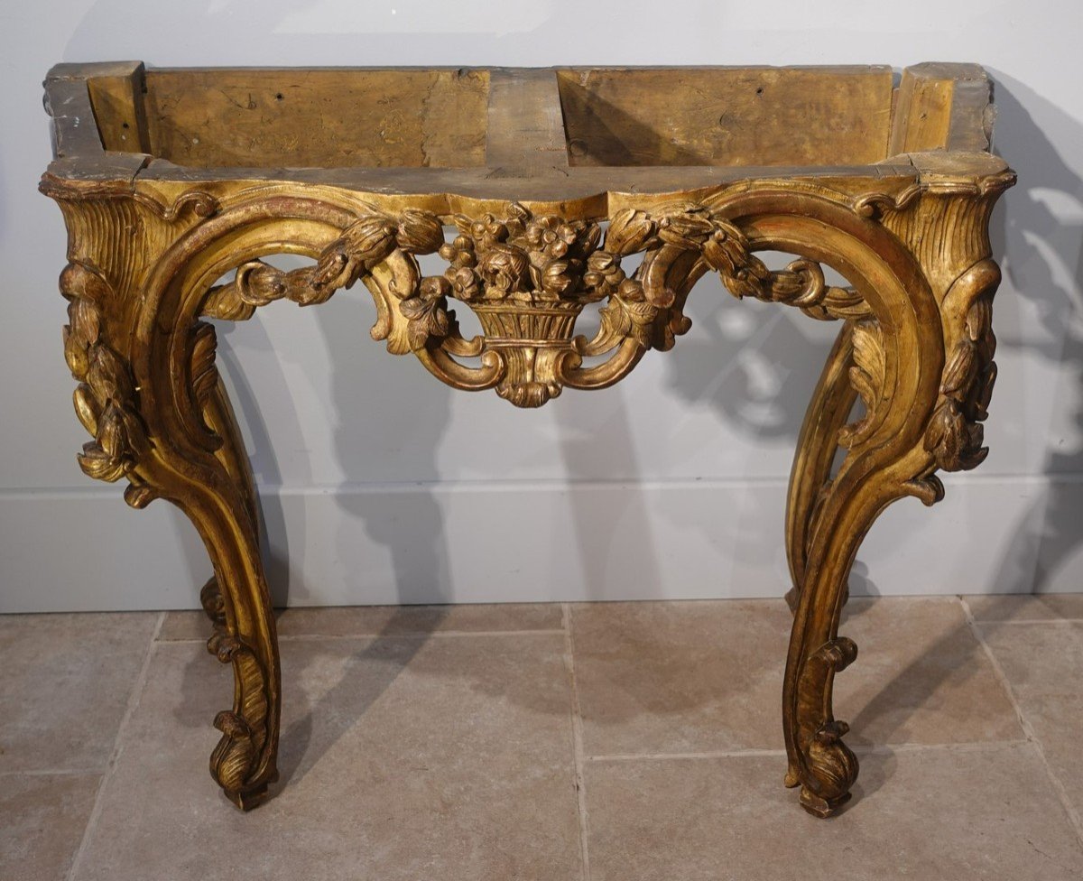 Louis XV Console In Gilded Wood From The 18th Century-photo-4