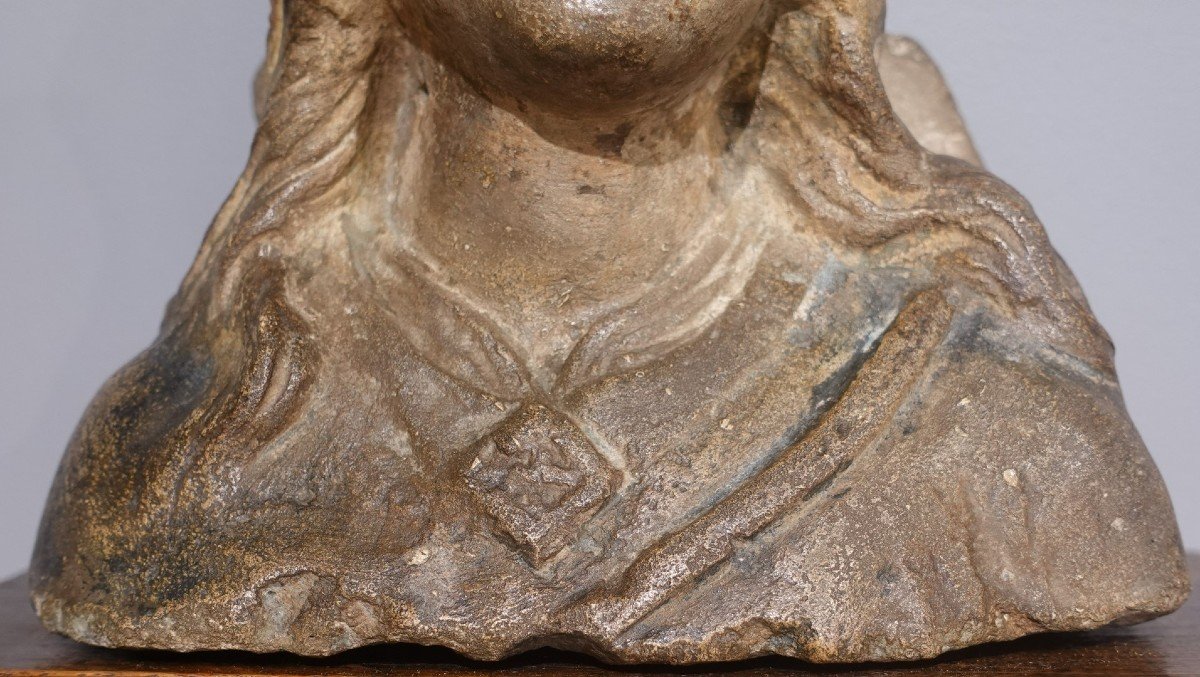 Tête de Vierge couronnée – France – Début du XV° siècle-photo-2