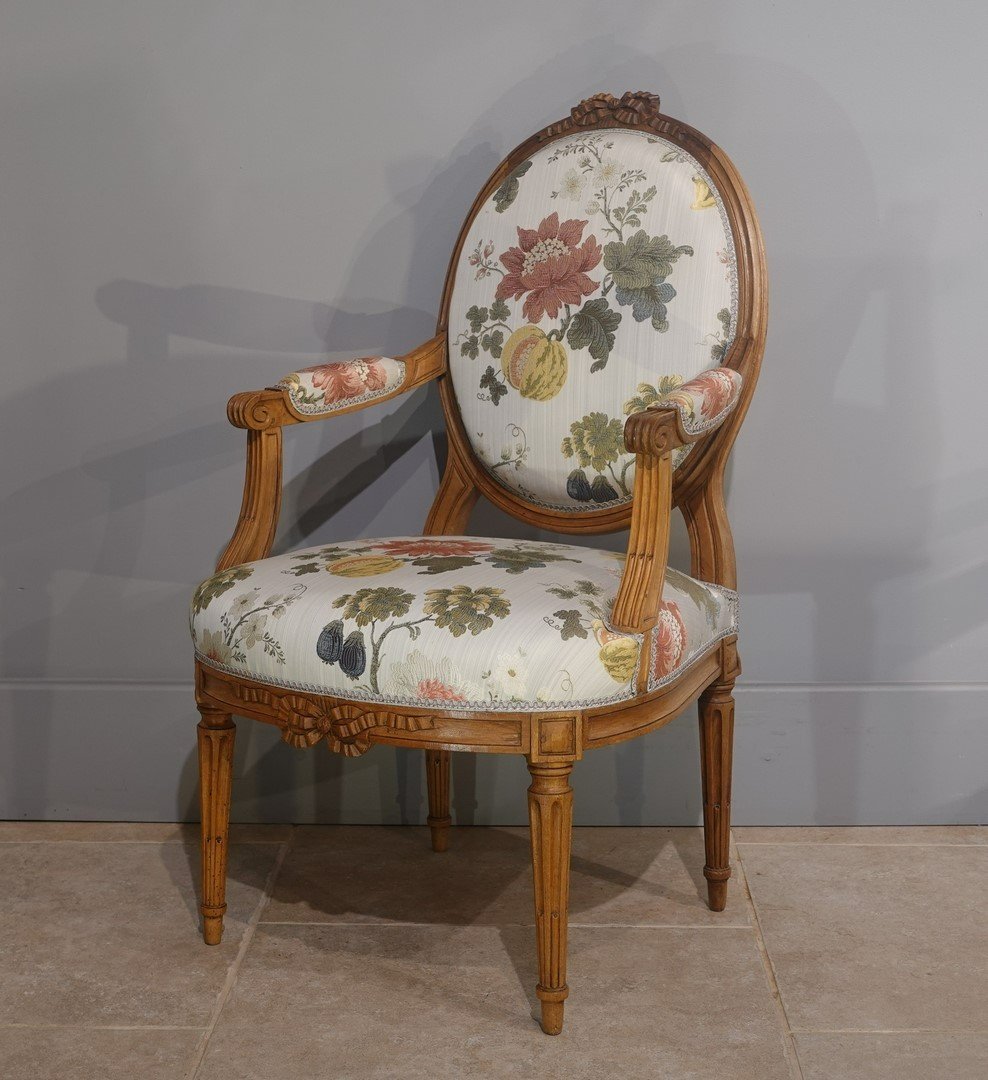 Suite Of Four Louis XVI Armchairs Stamped F. Lapierre In Lyon -photo-2