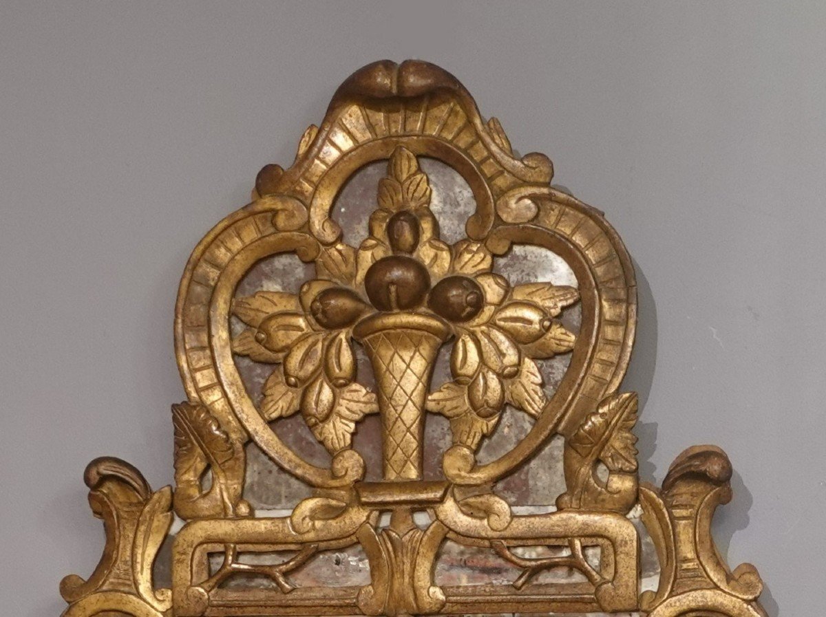 Miroir Provençal Louis XV en bois doré d'époque XVIII° -photo-2