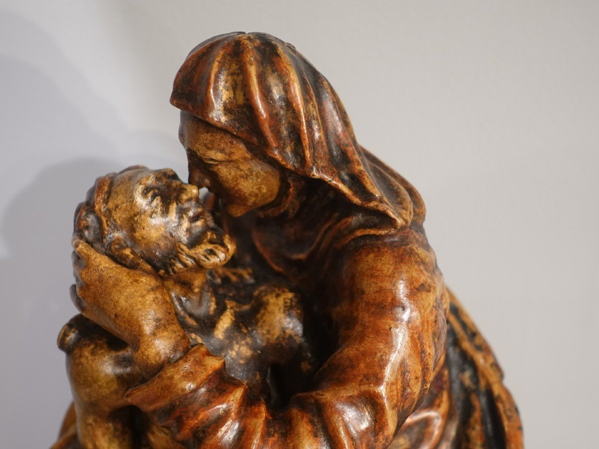 17th Century Polychrome Walnut Pietà-photo-1