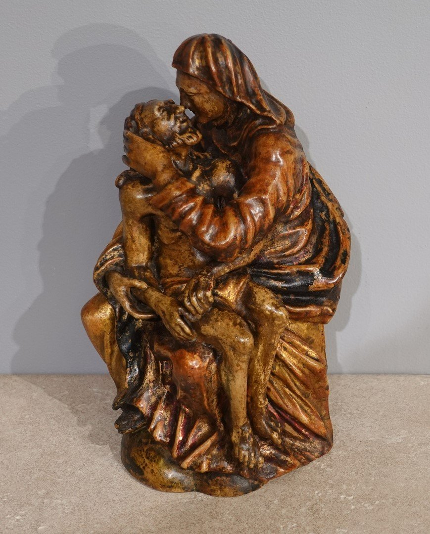 17th Century Polychrome Walnut Pietà