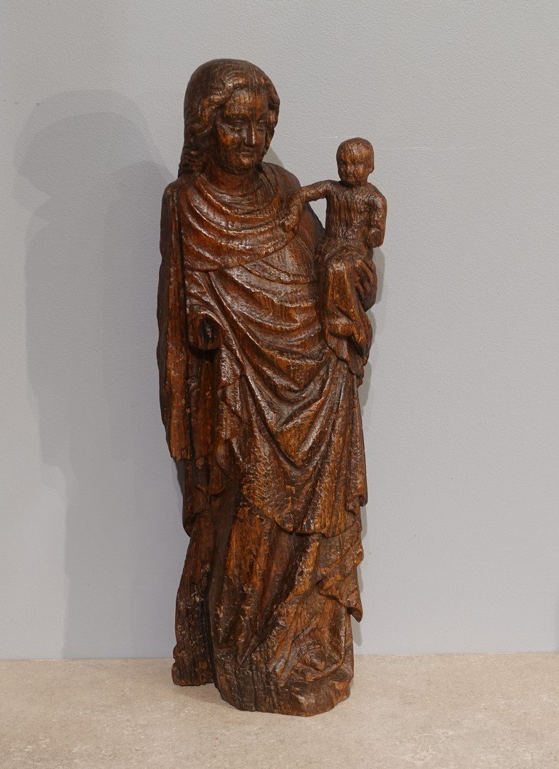 Vierge à l'Enfant sculptée sur chêne – circa 1380-photo-2