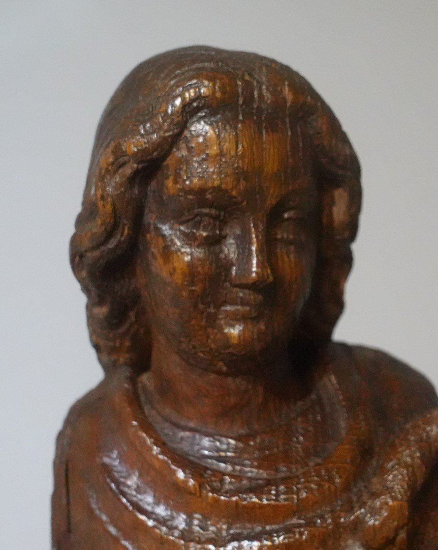 Vierge à l'Enfant sculptée sur chêne – circa 1380-photo-4