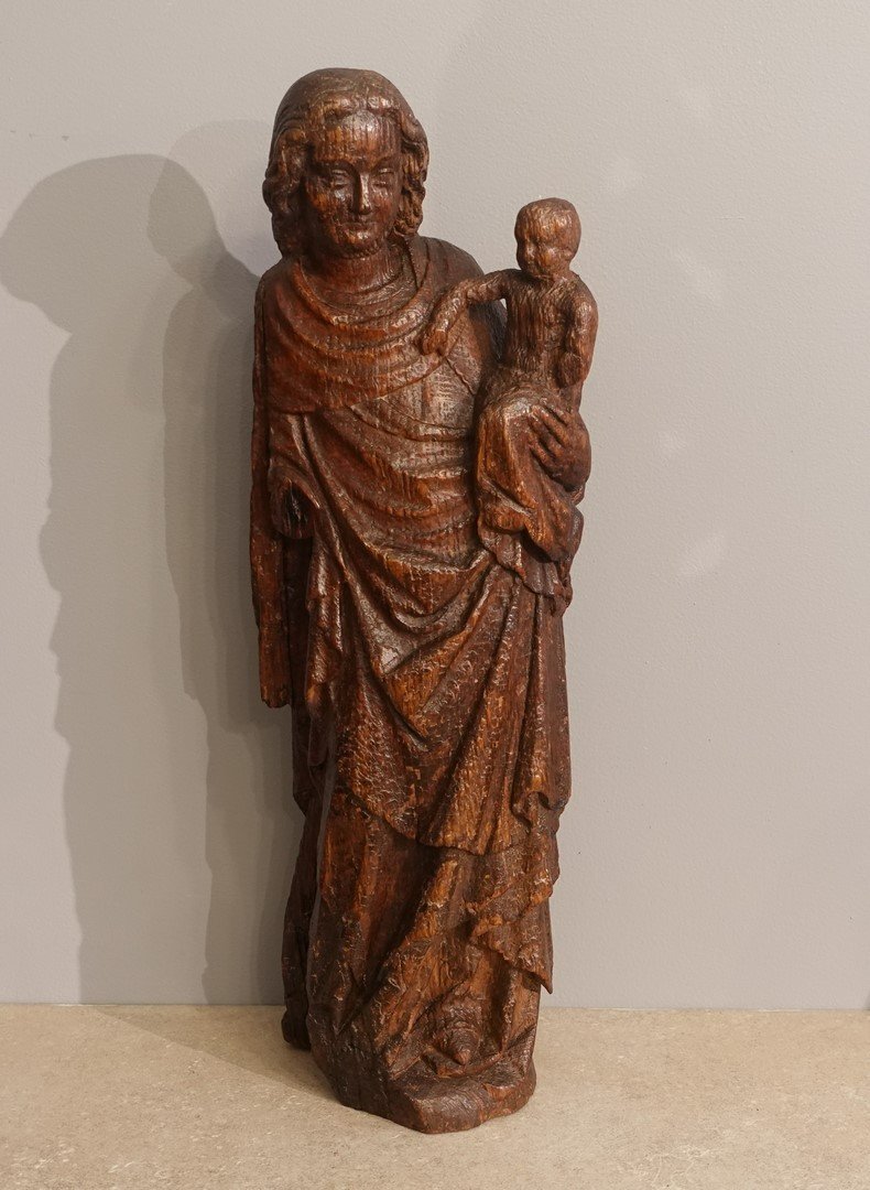 Vierge à l'Enfant sculptée sur chêne – circa 1380