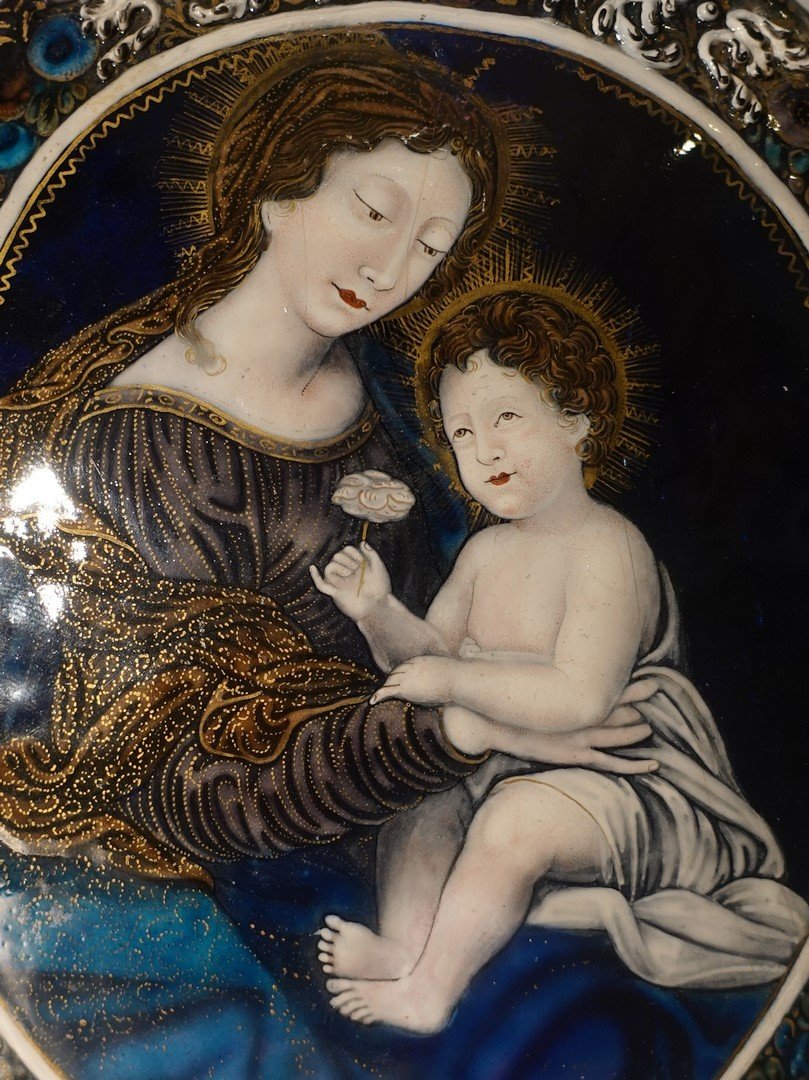 Vierge à l'Enfant - Émail de Limoges signé Nouailher Jeune fin XVII°-photo-3