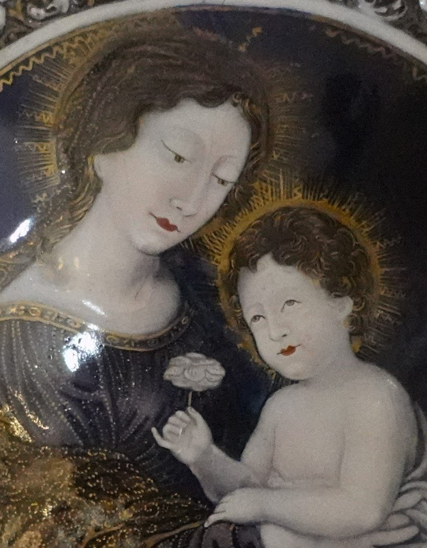 Vierge à l'Enfant - Émail de Limoges signé Nouailher Jeune fin XVII°-photo-4