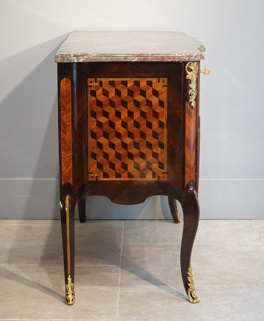 Transition Chest Of Drawers With “musical Instruments”, 18th Century-photo-1