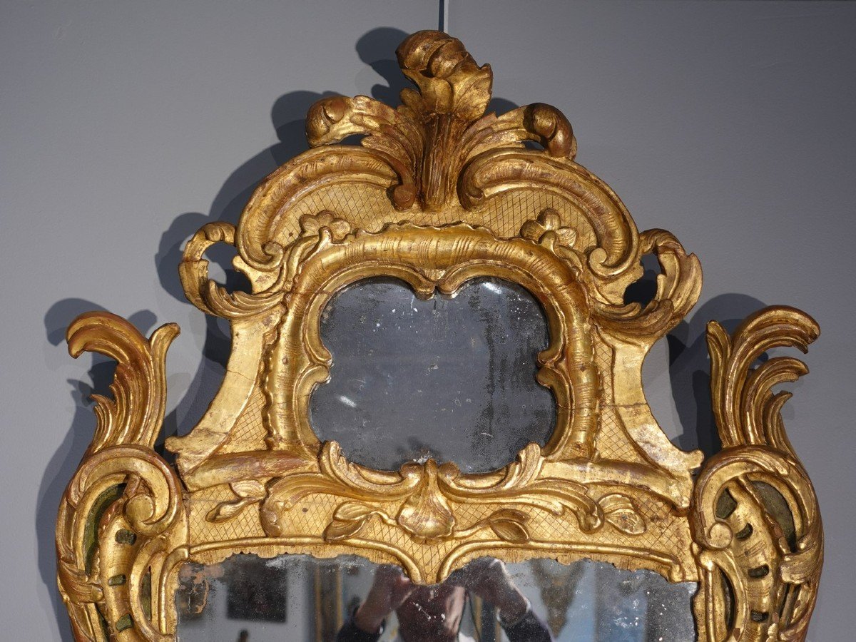 Miroir provençal en bois doré d'époque fin XVIII° -photo-2