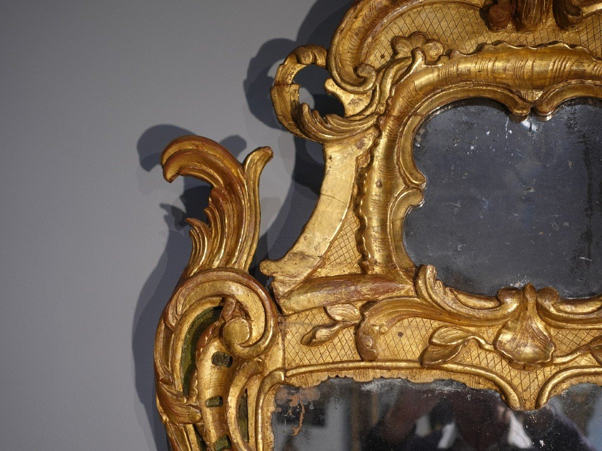 Miroir provençal en bois doré d'époque fin XVIII° -photo-1