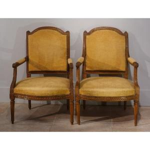 Deux fauteuils Louis XVI d'époque XVIII°