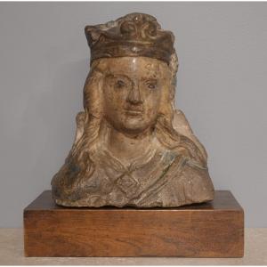 Crowned Head Of The Virgin – France – Early 15th Century