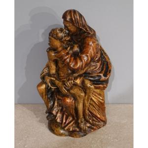 17th Century Polychrome Walnut Pietà