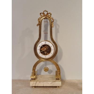 Lyre Pendulum Louis XVI Style Gilt Bronze