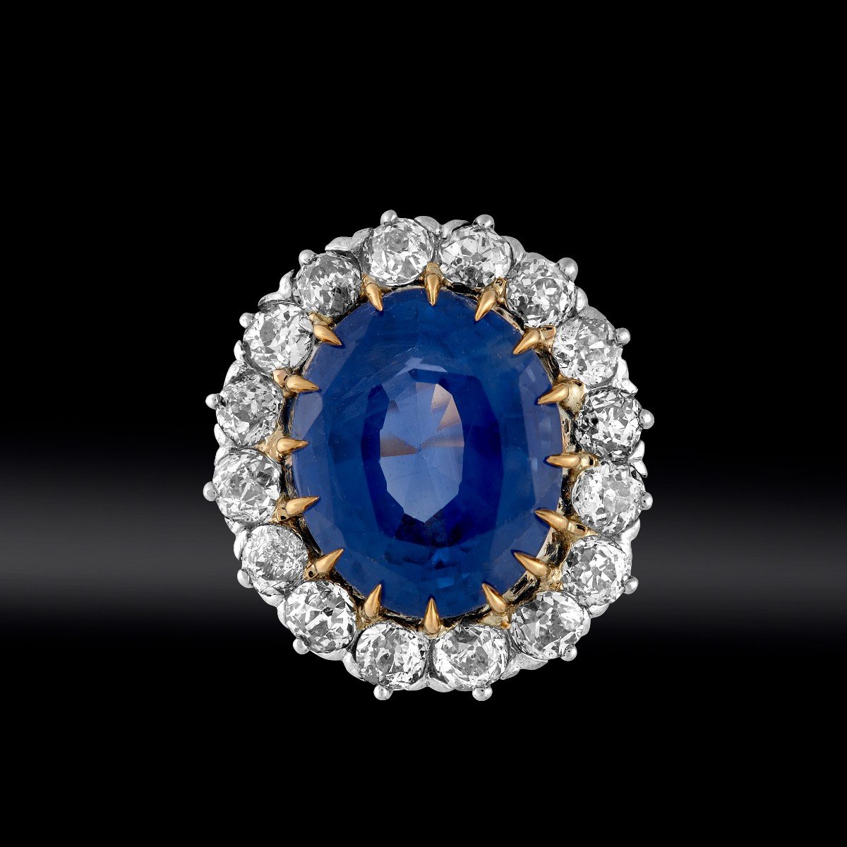 10.06 Carat Certified Unheated Sapphire And Diamond “pompadour” Ring-photo-2