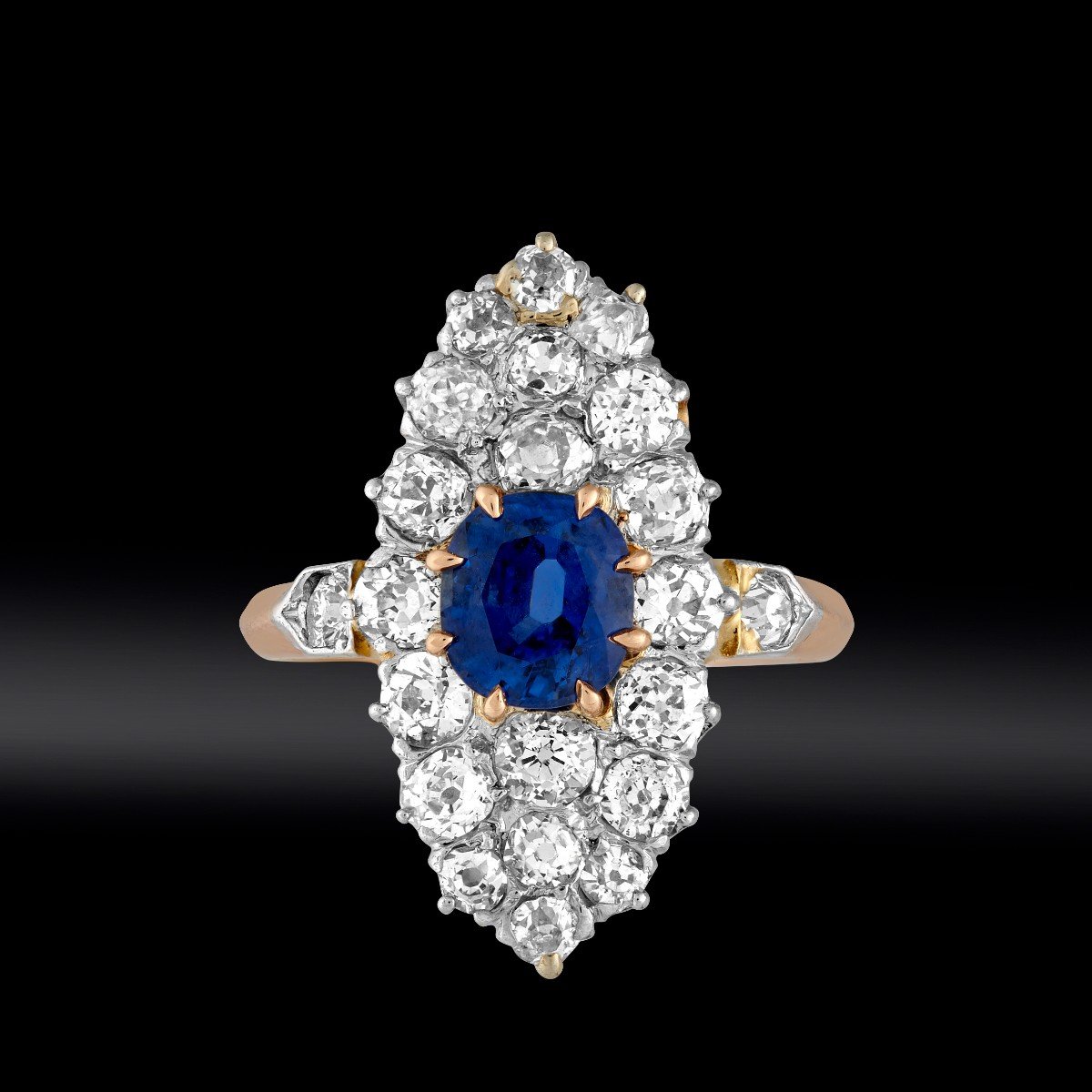 Marquise Sapphire And Diamond Ring Late 19th Century-photo-2