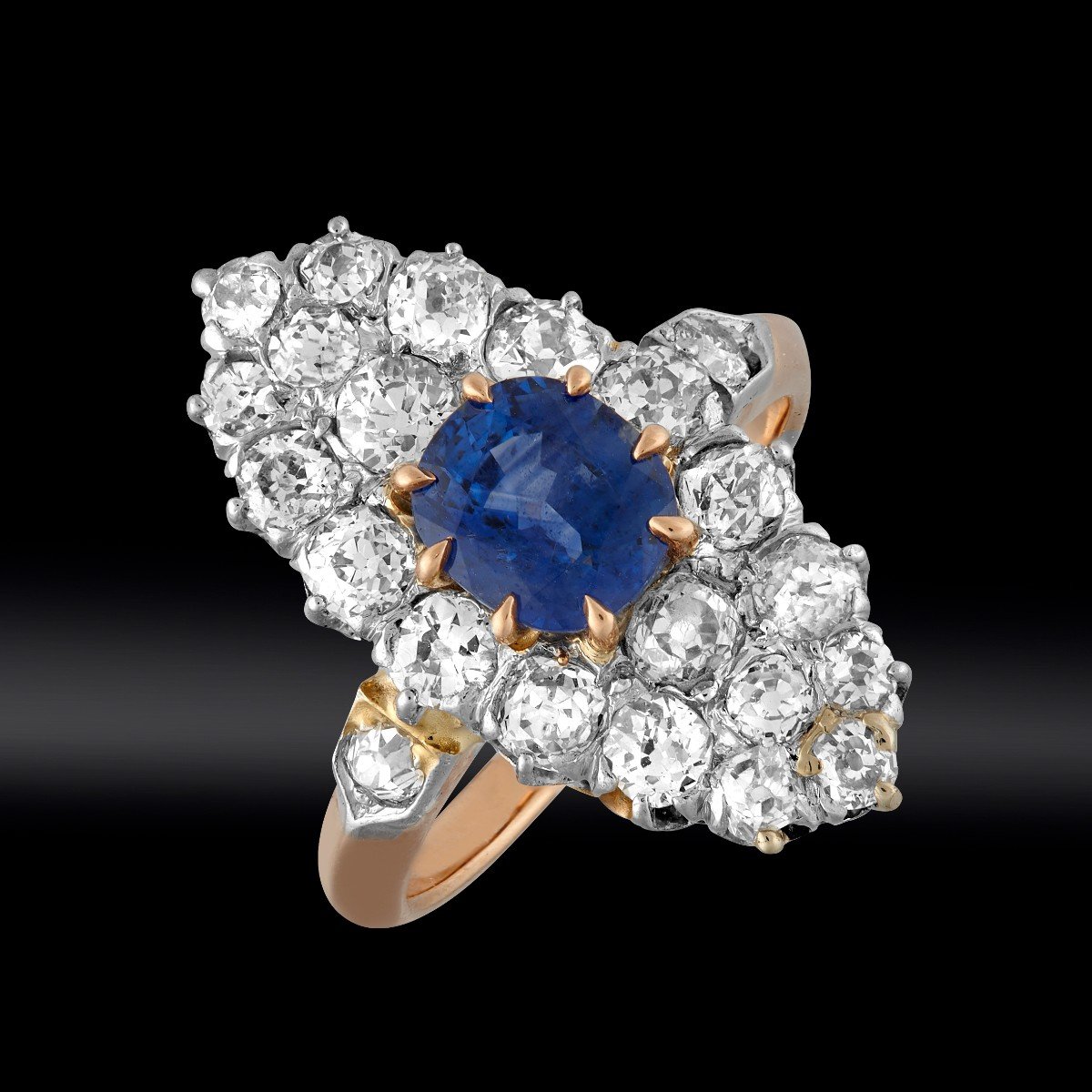 Marquise Sapphire And Diamond Ring Late 19th Century