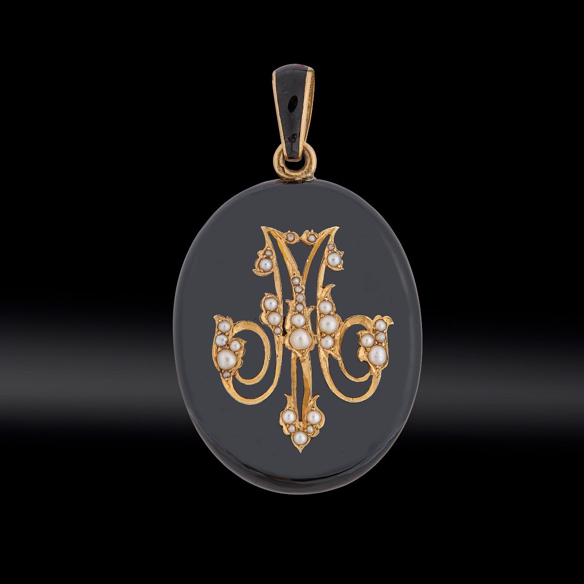 Enamel And Fine Pearl Photo Holder Pendant Circa 1860 