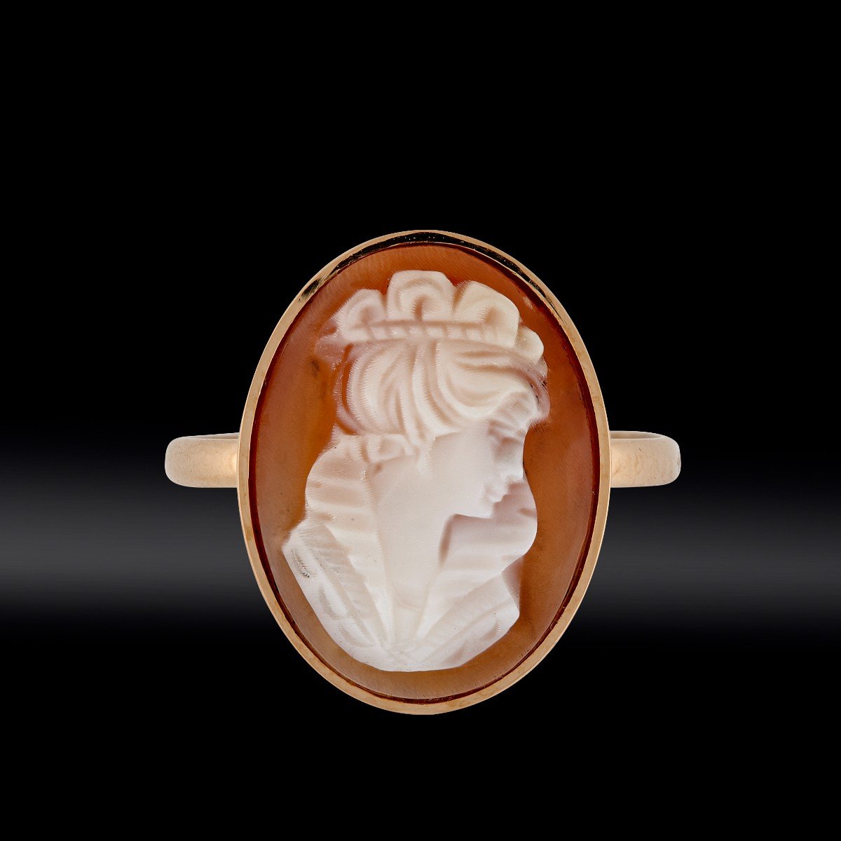 Shell Cameo Ring Woman's Profile Late 19th Century-photo-2