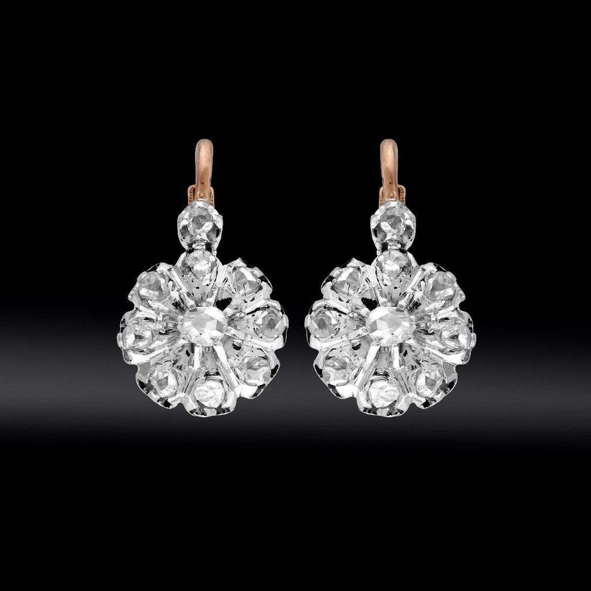 Boucles d'Oreilles Dormeuses Diamants Vers 1900