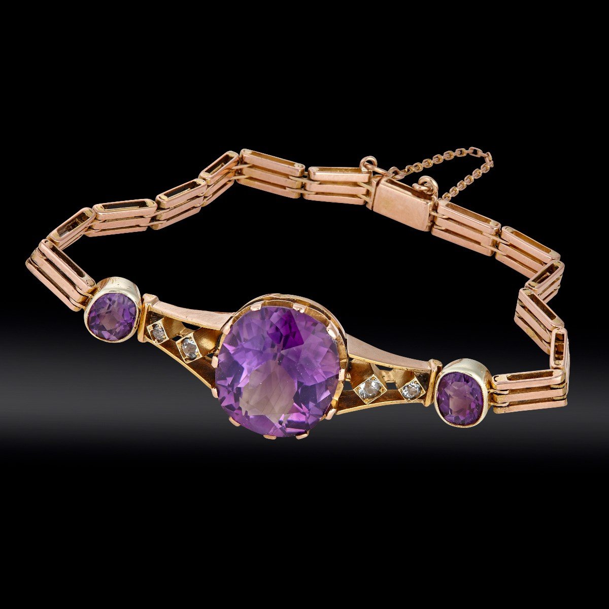 Flexible Amethyst And Diamond Bracelet Circa 1860