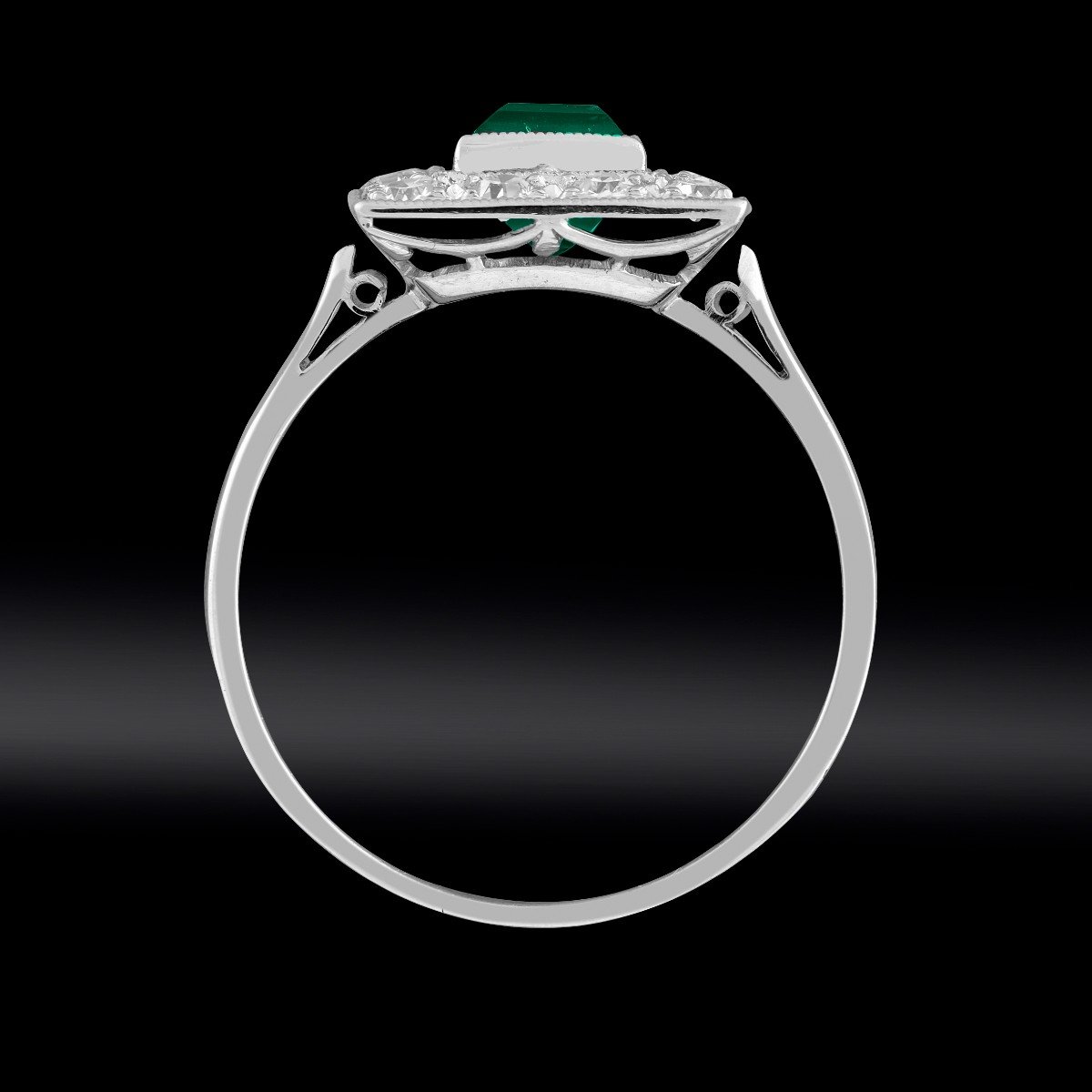 Certified Emerald And Diamond Rectangle Ring Circa 1925-photo-3