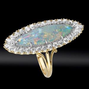 Marquise Opale Et Diamants Fin XIXe