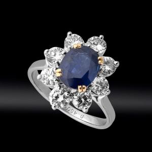 Marguerite Sapphire And Brilliant Ring 1.70 Carat