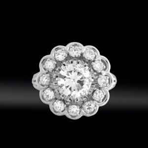 Bague Marguerite Platine Et Brillants Vers 1950