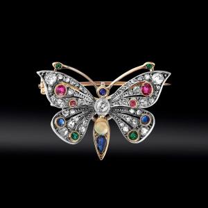 Broche Papillon Vers 1860