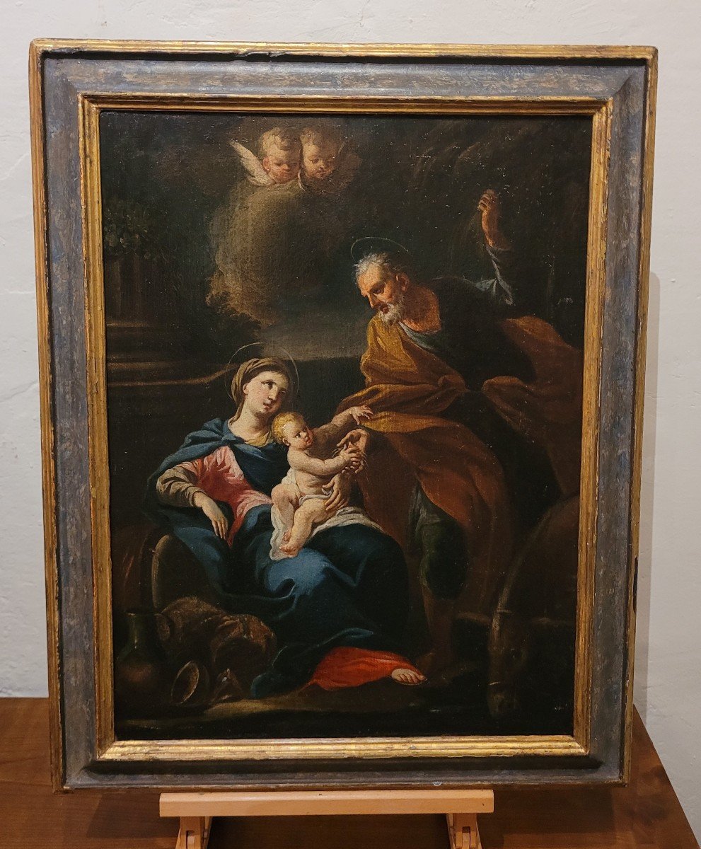 « Repos Pendant La Fuite En Egypte » Lazzaro Baldi (cercle De) (pistoia 1624 – Rome 1703) 