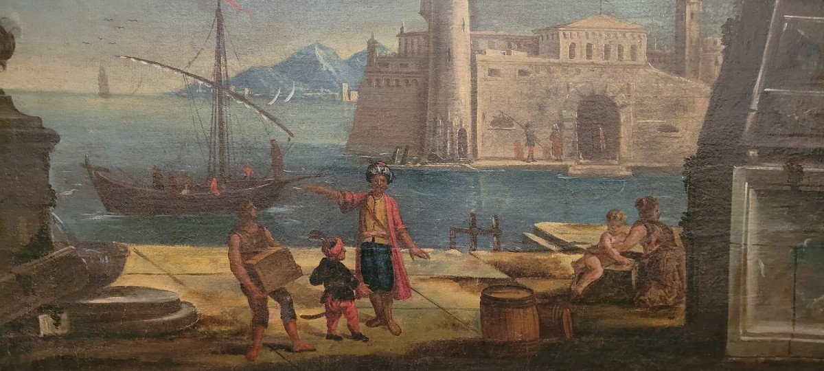 “sea View With Architecture” Venetian School Late 17th Early 18th Century-photo-4