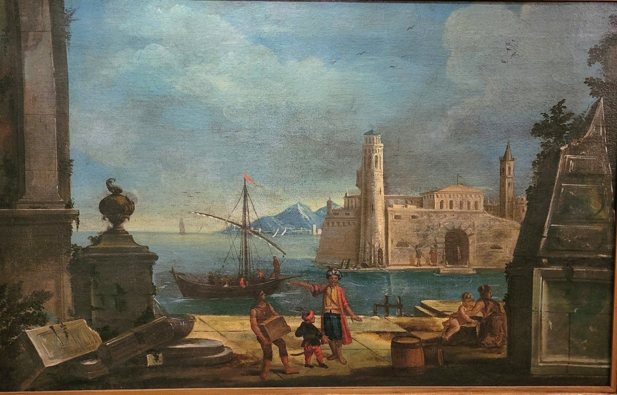 “sea View With Architecture” Venetian School Late 17th Early 18th Century