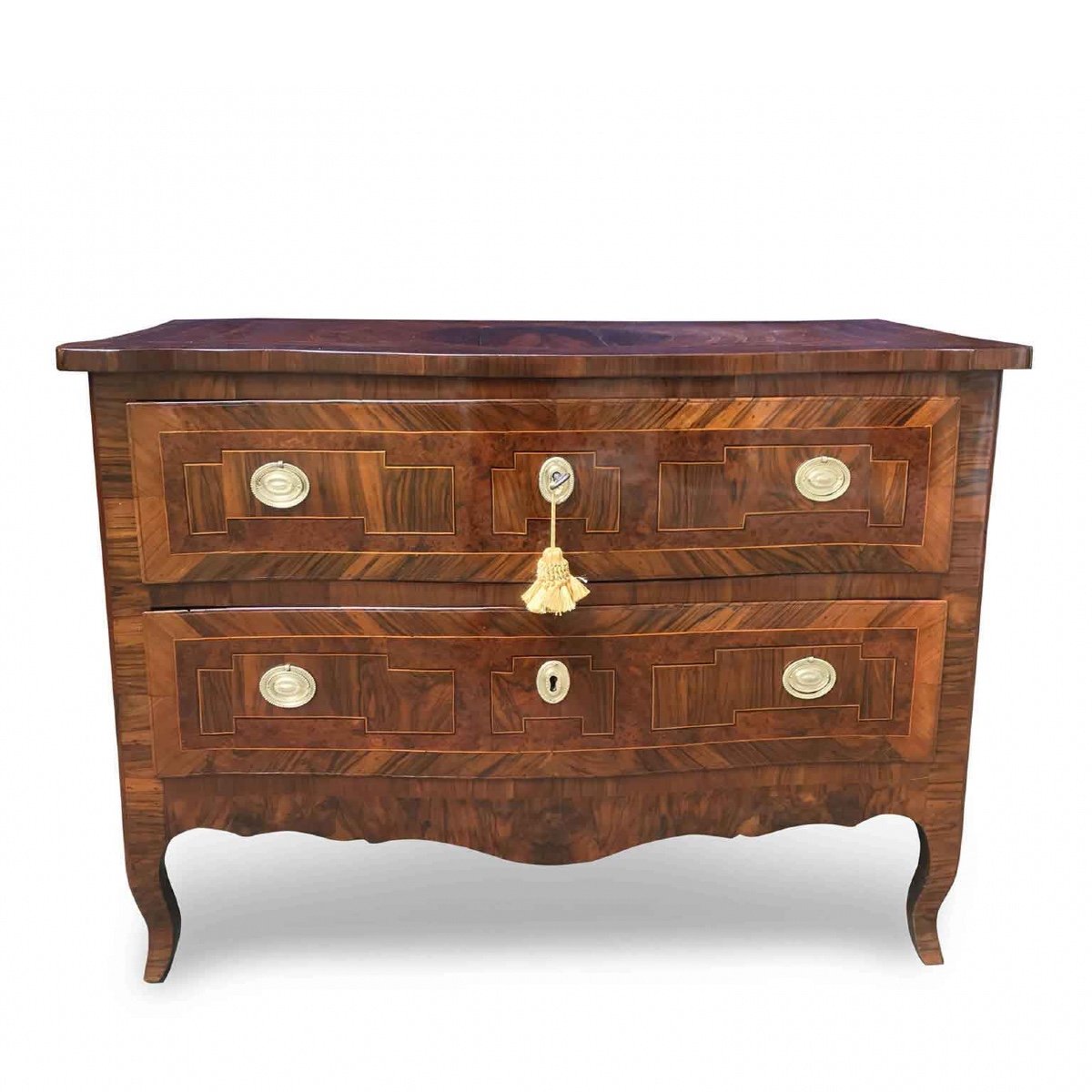 18th Century Italian Louis XV Commode Burl Marquetry Bolognese Chest Of Drawers-photo-2