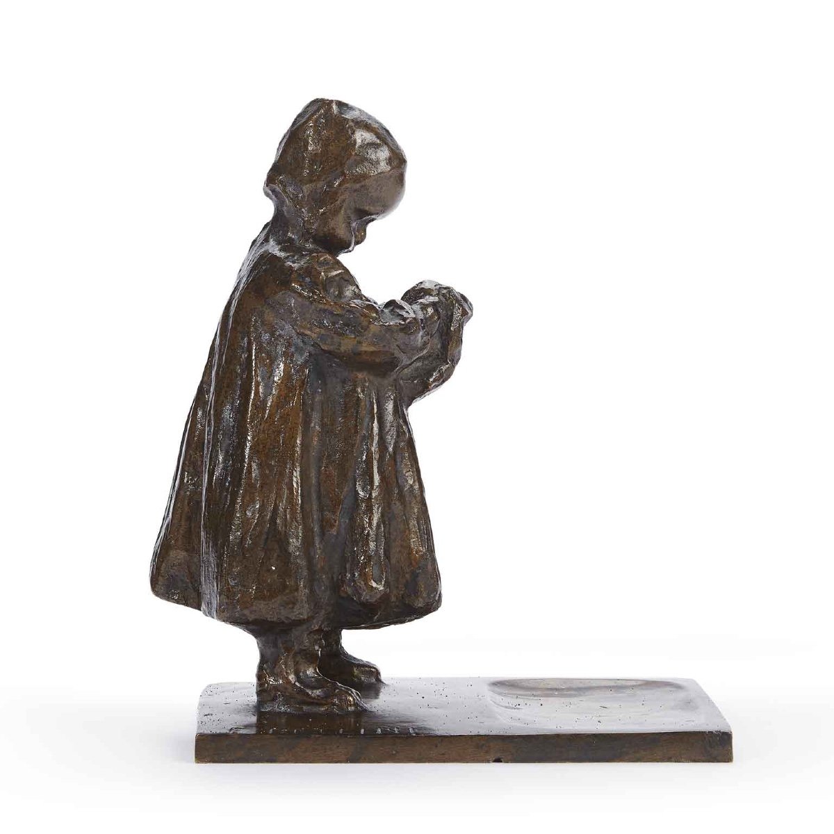 Pellini Eugenio Nives Figure d'Enfant En Bronze Début 20ème-photo-4