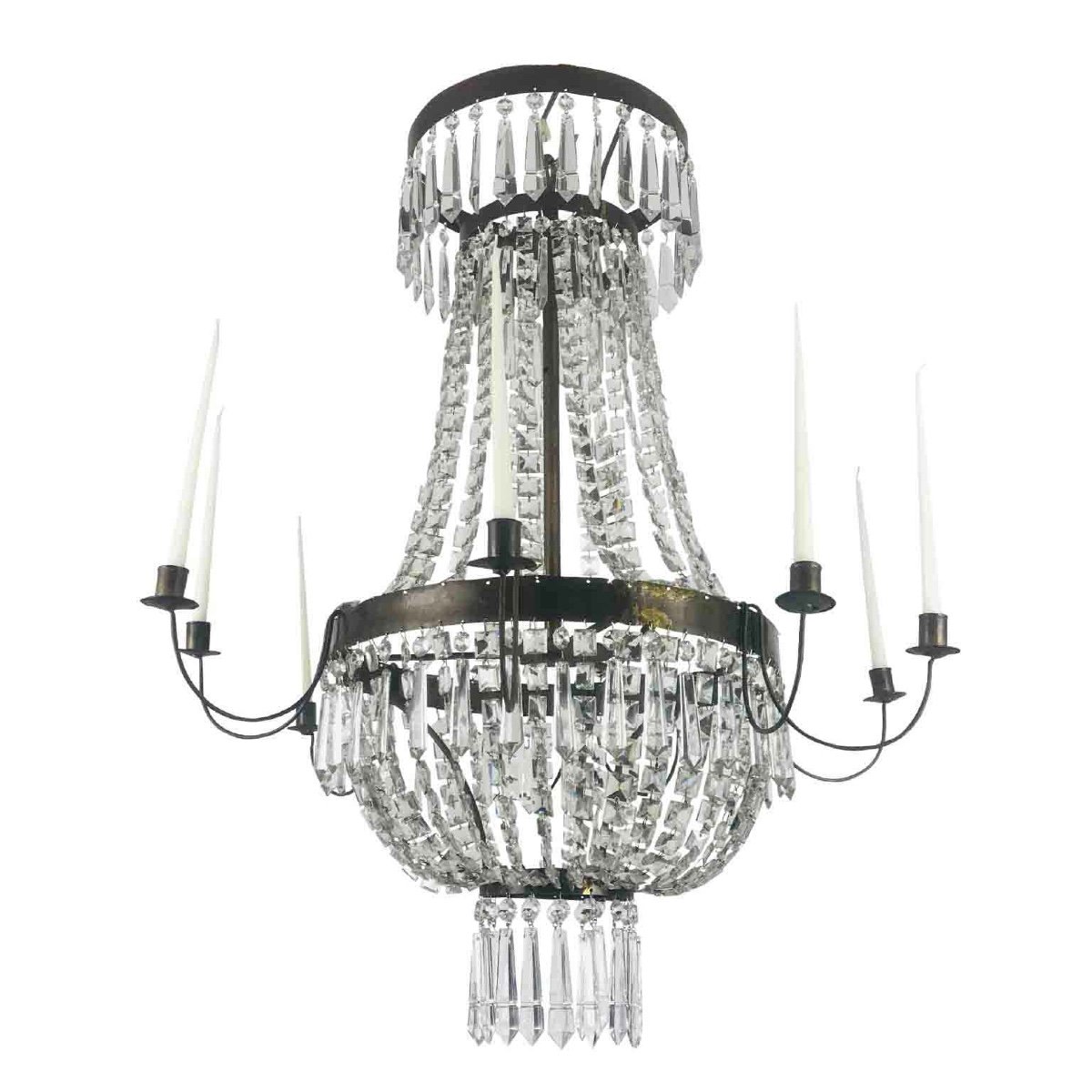 19th Century Italian Empire Crystal Chandelier Nine-armed Candle Chandelier-photo-3