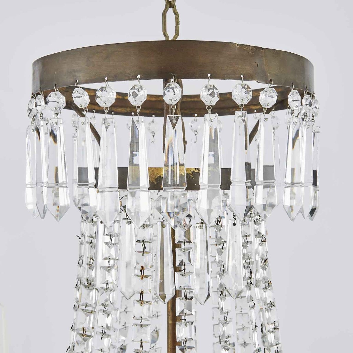 19th Century Italian Empire Crystal Chandelier Nine-armed Candle Chandelier-photo-7