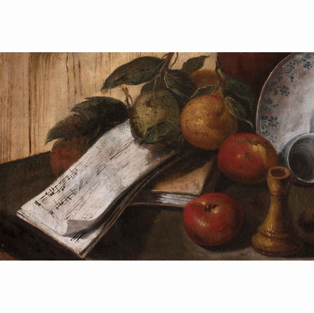 Pendant De Trompe l'Oeil  Avec Nature Morte Italienne Début 18ème d'après Cristoforo Munari -photo-4