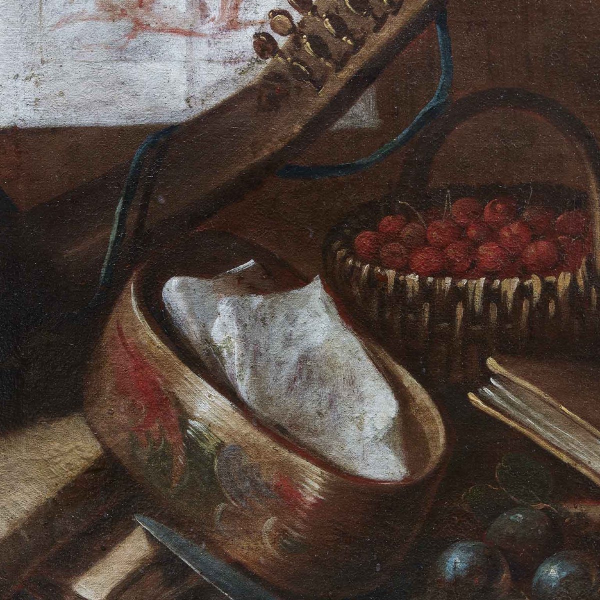 Pendant De Trompe l'Oeil  Avec Nature Morte Italienne Début 18ème d'après Cristoforo Munari -photo-3