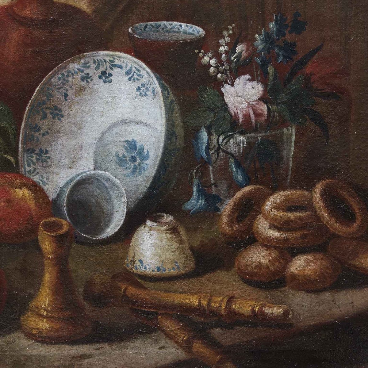 Pendant De Trompe l'Oeil  Avec Nature Morte Italienne Début 18ème d'après Cristoforo Munari -photo-6