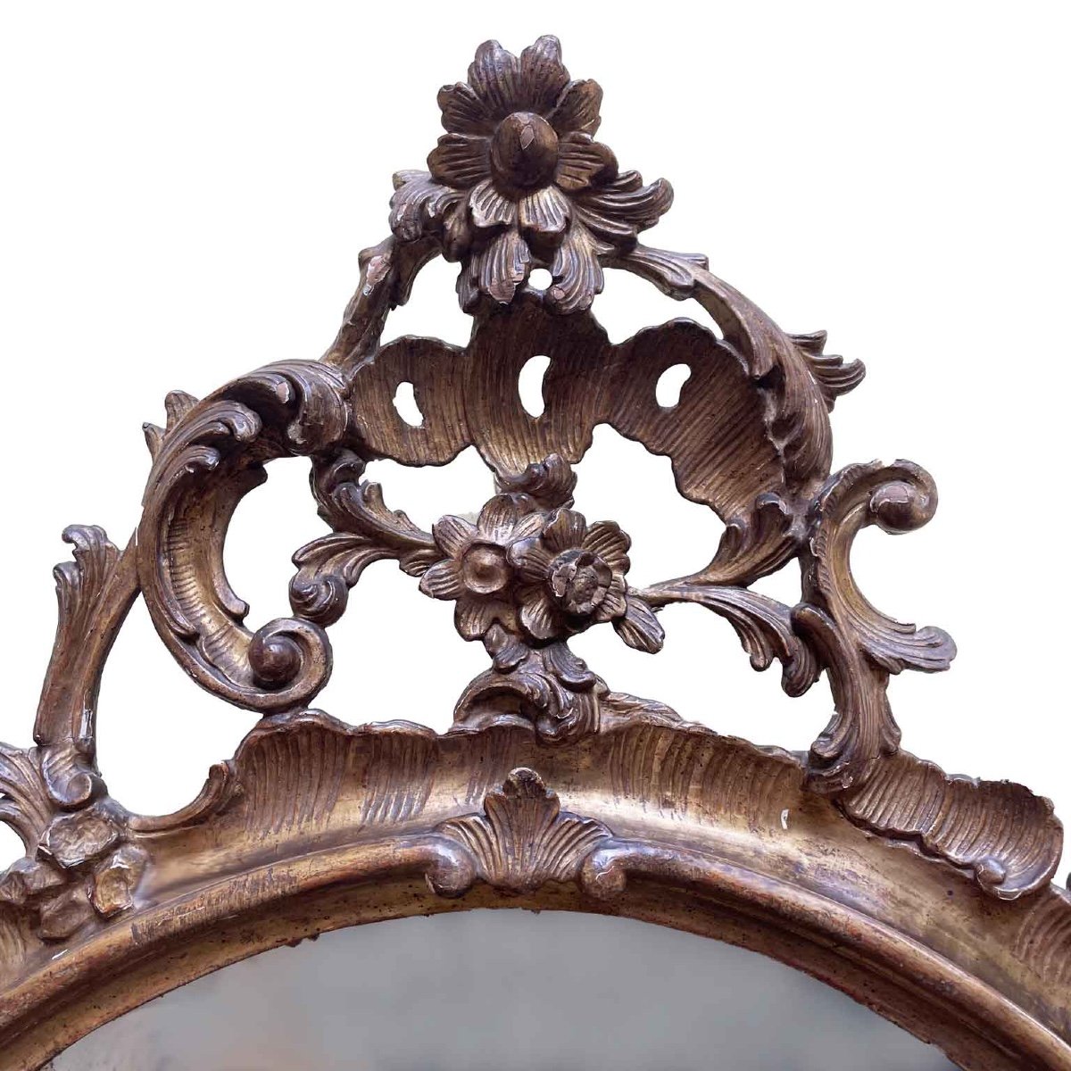 Gilded Italian Mirror 1800 Carved Wood-photo-3