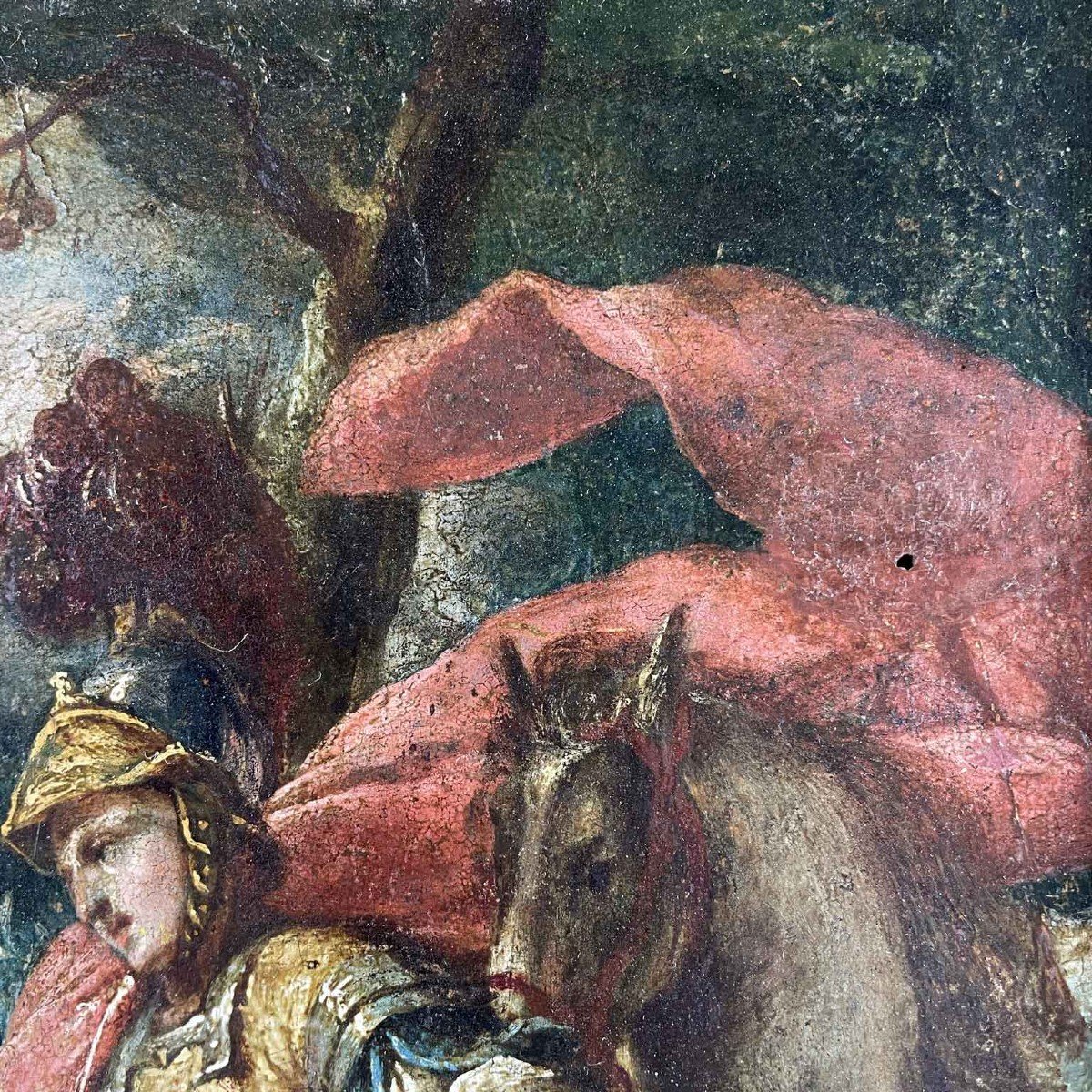 Saint George And The Dragon 18th Century Italian School Oil On Oak Panel Painting-photo-3