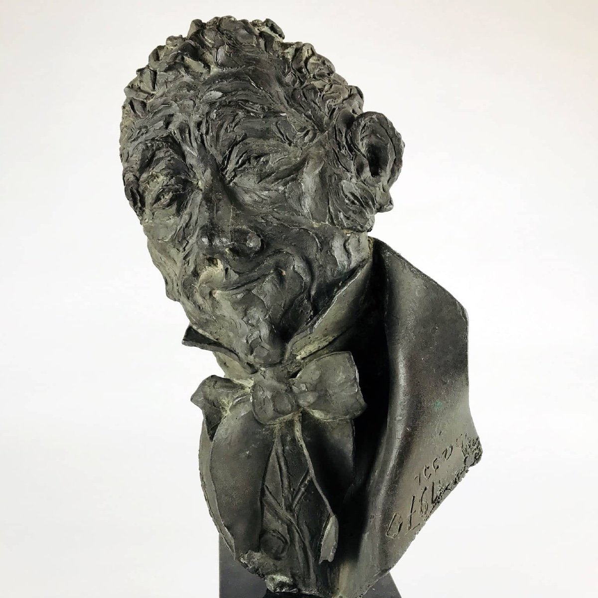 Bronze Bust Sculpture Of Alessandro Manzoni By Dora Bassi 1970-photo-2