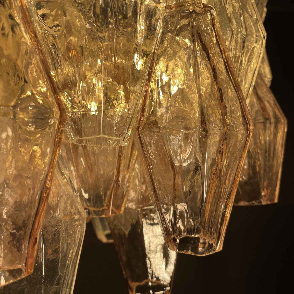 Carlo Scarpa For Venini Poliedri Murano Glass Chandelier-photo-7