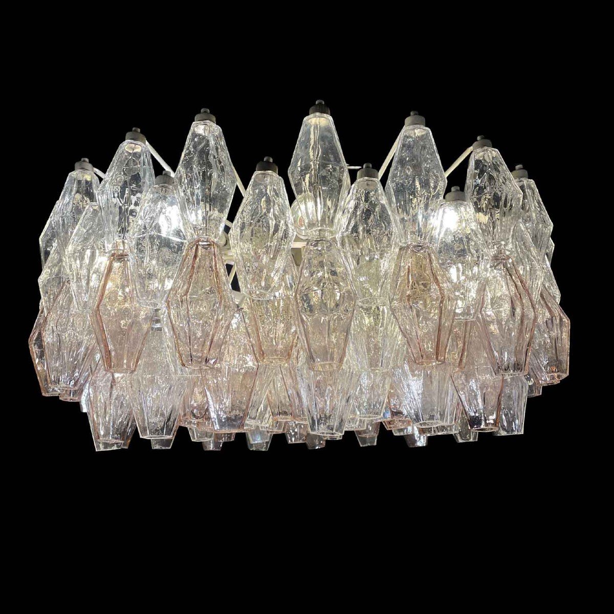 Carlo Scarpa For Venini Poliedri Murano Glass Chandelier