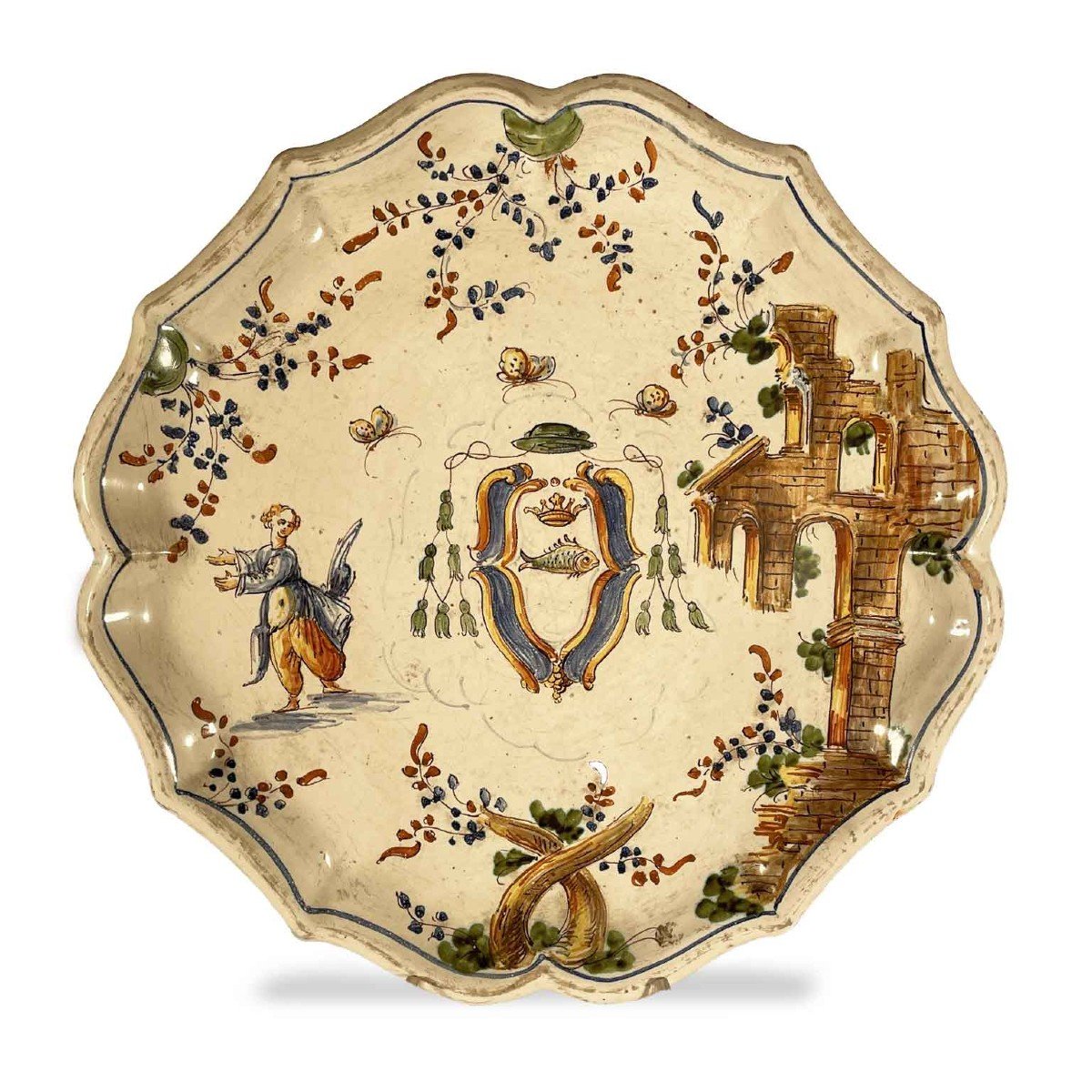 Dish In Decorated Maiolica 1700