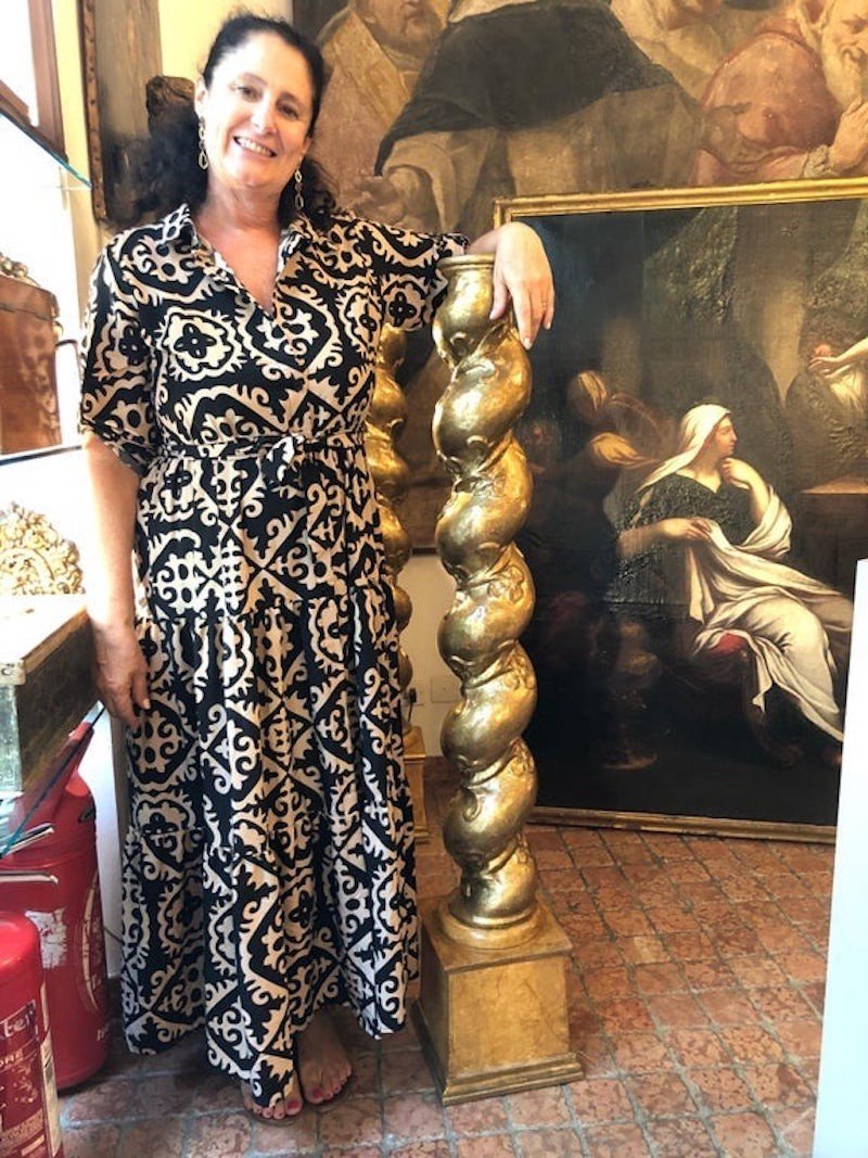 Pair Of Italian Gilt Wood Twisted Columns-photo-8